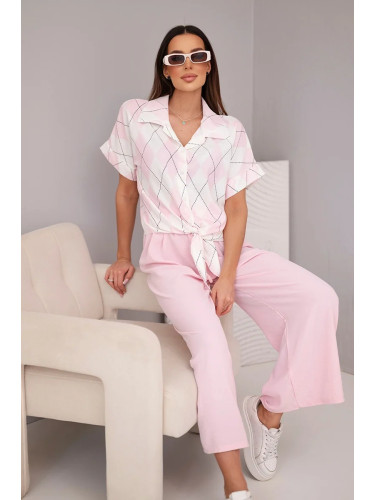 Дамски комплект от вискозна риза и панталон