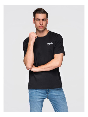 Мъжка черна тениска Ombre с дребен принт