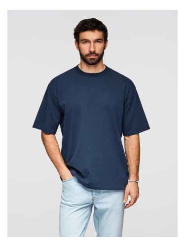Синя мъжка тениска LOOSE FIT с кръгло деколте