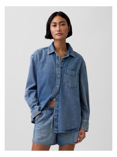Дънкова риза GAP с овърсайз дизайн UltraSoft