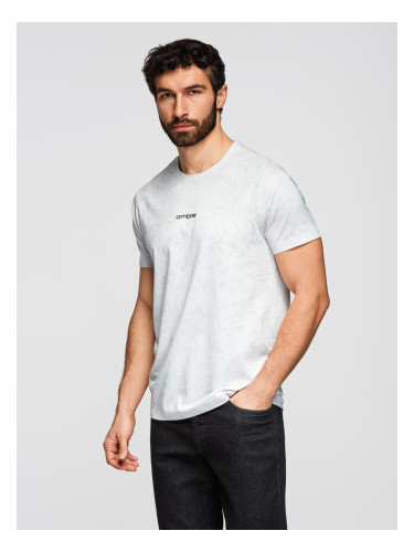 Мъжка памучна тениска с щампа - бяла