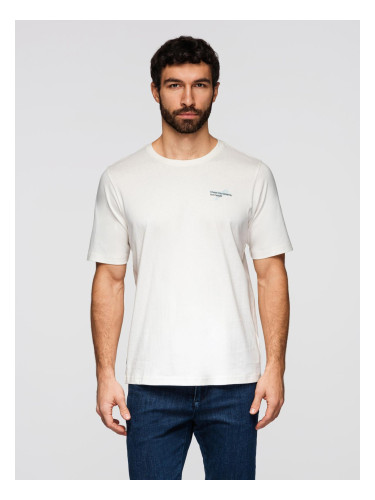 Бяла мъжка тениска Ombre с дребен принт