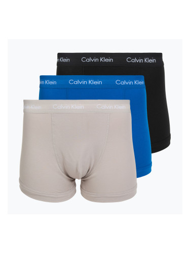 Мъжки боксерки Calvin Klein 0000U2662G Trunk 3 чифта classic blue/porpoise/black