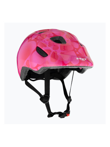 Детска велосипедна каска MET Hooray pink hearts glossy