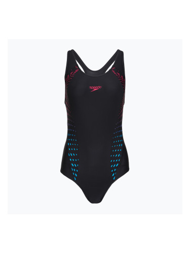 Дамски цял бански костюм Speedo Allover Panel Laneback black/purple