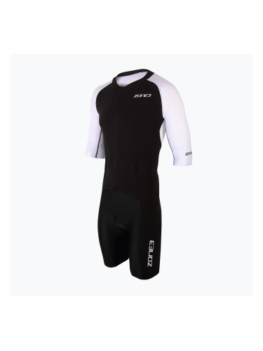 Мъжки костюм за триатлон ZONE3 Lava Long Distance Full Zip Aero Suit black/white/red