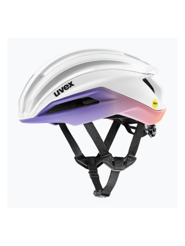 UVEX Surge Aero MIPS каска за велосипед бяла/лилава кайсия матова