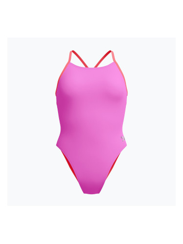 Дамски цял бански костюм Speedo Solid Lattice Tie-Back neon violet