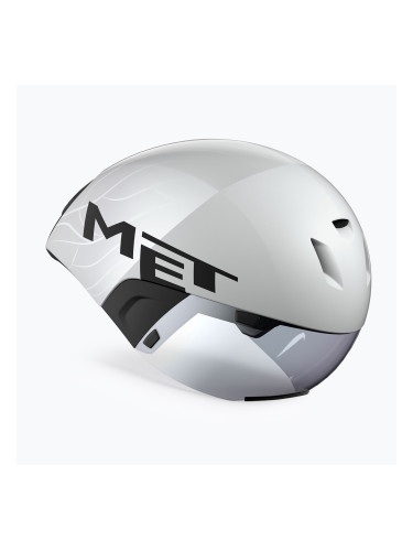 Каска за велосипед MET Codatronica white/silver matte glossy