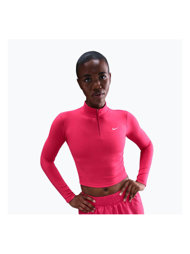 Дамска блуза с дълъг ръкав Nike One Fitted Dri-Fit 1/4 Zip Mid Layer rush pink/white
