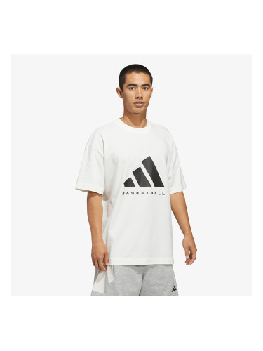 Тениска adidas Basketball T-Shirt (Gender Neutral) Off White/ Black XXL