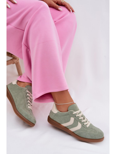 Дамски маратонки от органичен велур, зелени, Jesavella