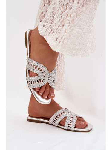 Дамски сребърни чехли Fariella