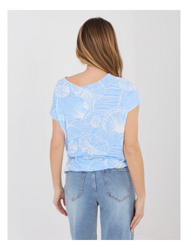 Светлосиня блуза от вискоза с шарки