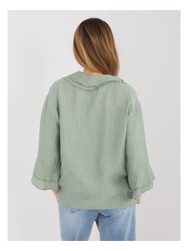 Дамска риза в цвят каки с разкроени ръкави