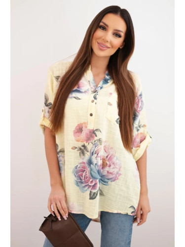 Жълта блуза Kesi с флорален мотив