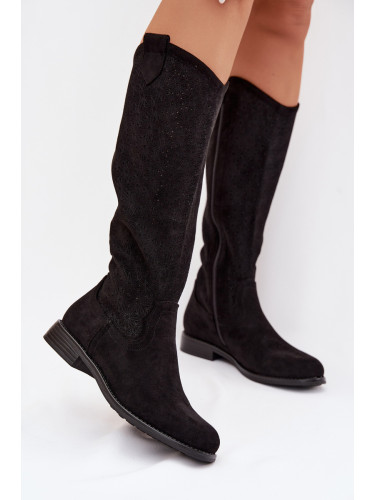 Дамски боти до глезена S.Barski с дантелен модел