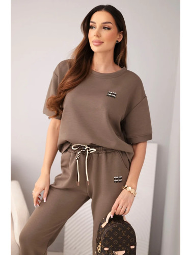 Дамски комплект от вискоза - крем-мока