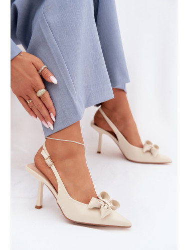 Дамски сандали на висок ток с панделка