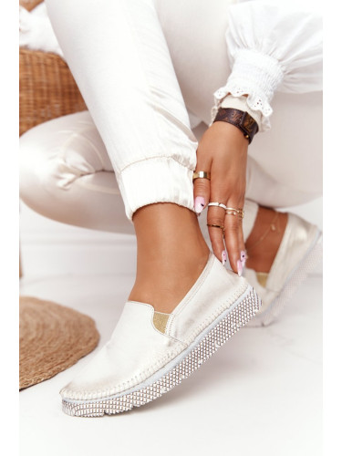 Дамски кожени обувки Maciejka, златисти