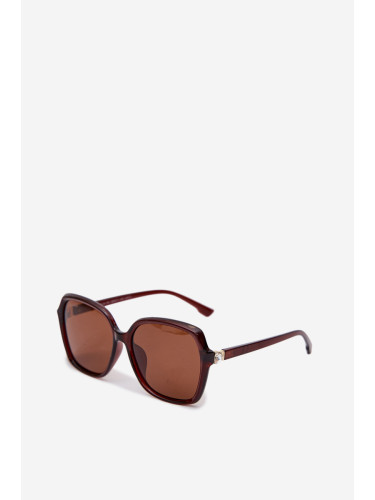 Дамски слънчеви очила с кристали, кафяви