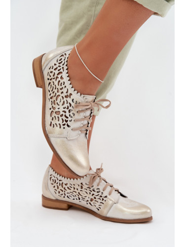 Кожени отворени мокасини Zazoo 3195 злато