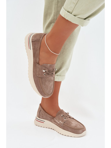 Велурени мокасини EVENTO бежови