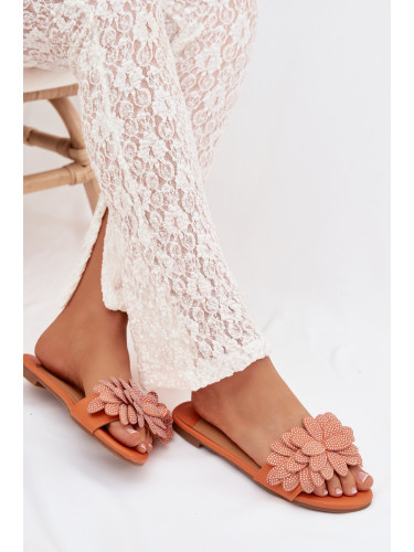 Дамски оранжеви декорирани чехли Boto Grelora