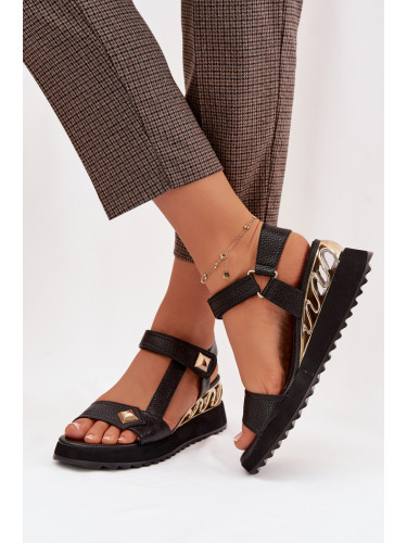 Дамски кожени сандали на платформа