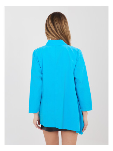 Синя асиметрична щраусова риза