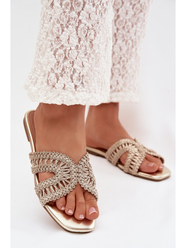 Дамски плоски златни чехли Boto Fariella