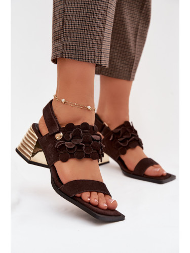 Велурени сандали на ток S. BARSKI