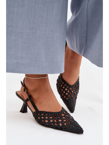Дамски плетени сандали на ток Boto черни Selinae