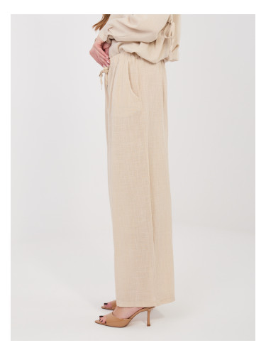 Бежови ефирни панталони с връзки