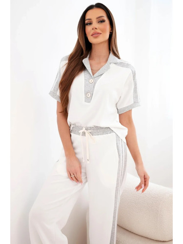 Дамски комплект Kesi с поло тениска и широки панталони