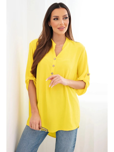 Блуза Кеси с удължен гръб, тъмно жълта