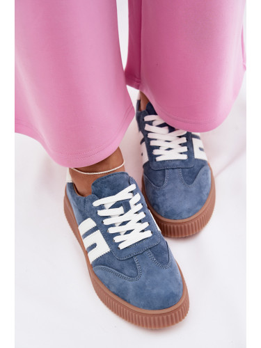 Дамски маратонки EVENTO от естествен велур, сини