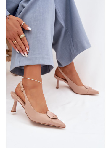 Дамски сандали на висок ток с декоративни детайли