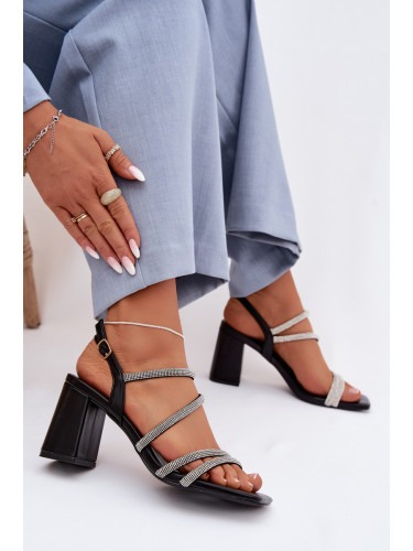 Дамски сандали на ток с кристали Brelia