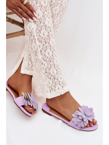 Дамски чехли с декоративни цветя