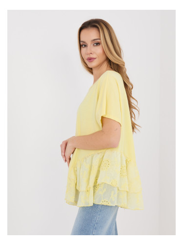 Жълта овърсайз блуза с пеплум