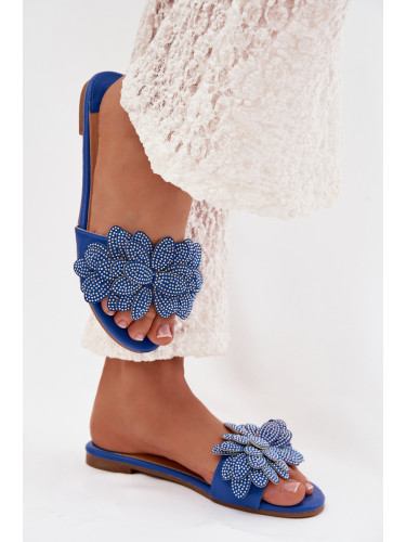 Дамски сини джапанки Boto с декорация Grelora