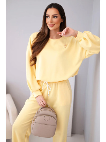 Дамски комплект Kesi с брошка в нюанси на масло и лимон