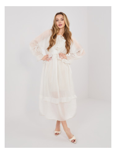 Бежова мини рокля бохо, оверсайз