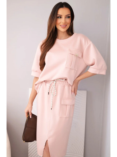 Двуслоен комплект с блуза и миди пола