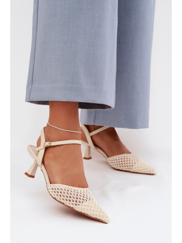 Дамски сандали на ток Boto светлобежови Brilora