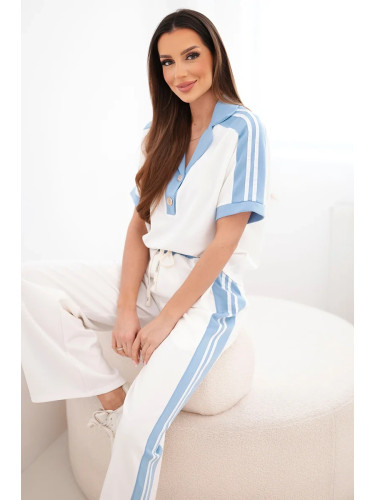 Дамски комплект с поло тениска и широки панталони