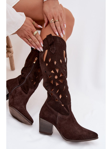 Перфорирани велурени боти на глезена Zazoo