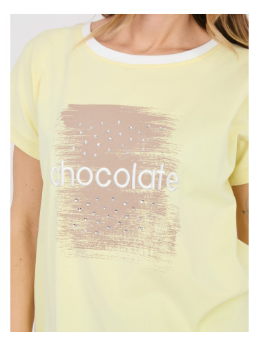 Светложълта блуза с кръгло деколте