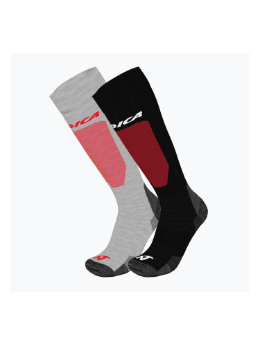 Скиорски чорапи Nordica Uni 2.0 2 чифта grey/ red+black/ red